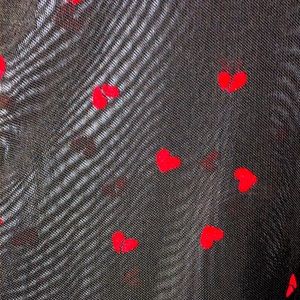 Mesh shirt with broken hearts embroidered